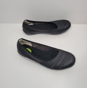 KURU Sole Black Leather Ballet Flats Shoes Women Size 8.5